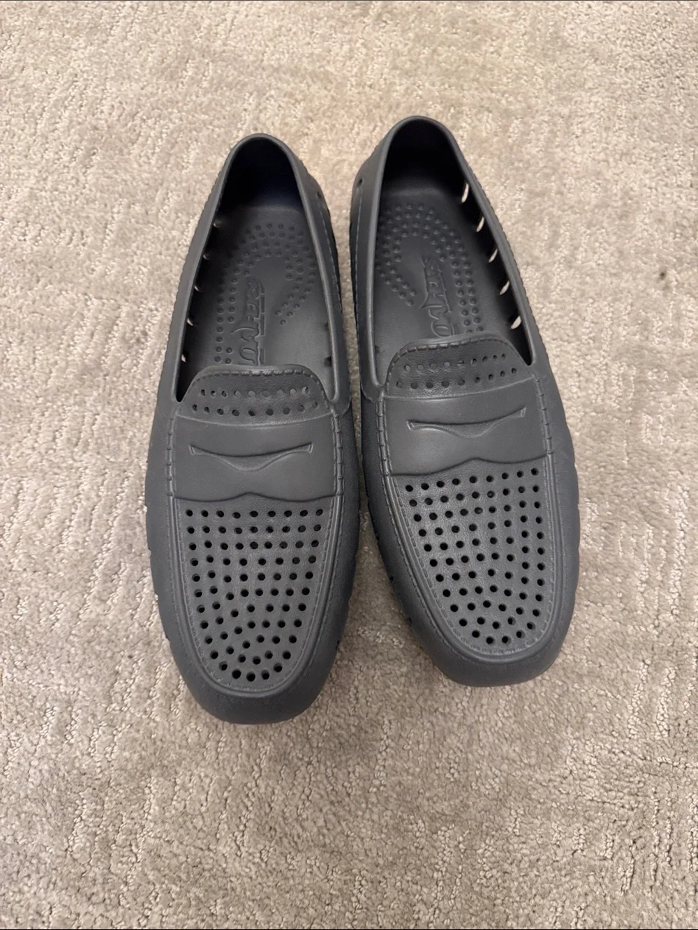Floafers Men's Casual Perforated Slip-On Floafers - Charcoal/black/orange